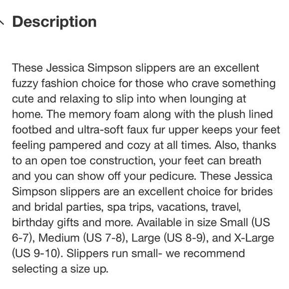 Jessica Simpson memory foam fuzzy open toe slippers 9/10 - Picture 8 of 9